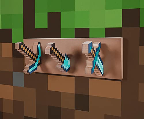 Minecraft Diamond Tool Coat Rack and Storage Hooks