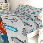 Jay Franco Minecraft Isometric 5 Piece Full Bed Set - Includes Comforter & Sheet Set - Bedding Features Creeper - Super Soft Fade Resistant Polyester - (Official Minecraft Product)