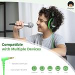 rockpapa Comfort Kids Headphones for School, Lightweight Childrens Boys Girls Teens Over-Ear Headphones Wired 3.5mm for CD DVD Player Tablet Phone Travel Black/Green