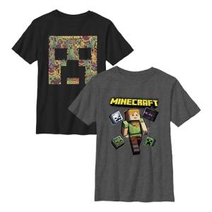 Boy's Minecraft Alex and Creeper Art 2-Pack T-Shirt - Multi-Color: Alex and Creeper - X Large