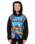 Mad Engine Minecraft Boy's Minecraft World Steve Creeper Wolf Pullover Hooded Hoodie (XX-Large) Black