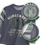 Minecraft Creeper Boys 2-Piece Jersey Set, Long Sleeve Active Mesh T-Shirt & Jogger Pants Bundle for Kids (Black/Green, Size 14/16)