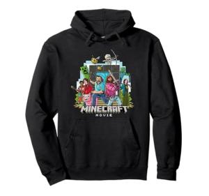 A Minecraft Movie Main Characters Group Shot Cartoon Style Pullover Hoodie