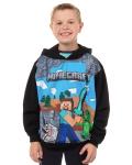 Mad Engine Minecraft Boy's Minecraft World Steve Creeper Wolf Pullover Hooded Hoodie (XX-Large) Black