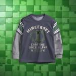 Minecraft Creeper Boys 2-Piece Jersey Set, Long Sleeve Active Mesh T-Shirt & Jogger Pants Bundle for Kids (Black/Green, Size 14/16)