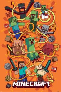Poster Studio B - Minecraft Creeper Funtage Action Orange Game 24x36" NEW P1757