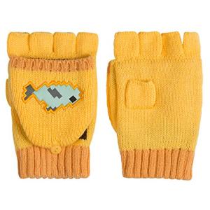 JINX Minecraft Ocelot Fingerless Knit Gloves with Convertible Mitten Cover, Yellow, Youth Fit