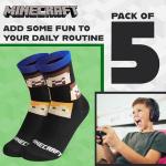 Minecraft Boys Calf Length Socks, Size 6–14 Yrs, 3 or 5 Pack Soft Cozy Sports School Creeper Socks, Gamer Gifts for Boys (Black/Multi - 5 Pack, 5/7.5 US, 10-13 Years)