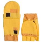 JINX Minecraft Ocelot Fingerless Knit Gloves with Convertible Mitten Cover, Yellow, Youth Fit