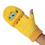 JINX Minecraft Ocelot Fingerless Knit Gloves with Convertible Mitten Cover, Yellow, Youth Fit