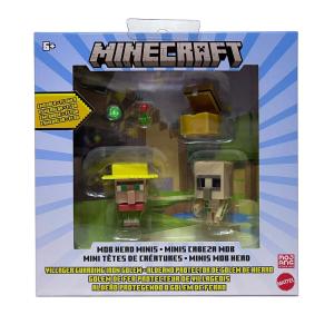 Minecraft Mob Head Minis - Villager Guarding Iron Golem Pack of 2 Action Figures