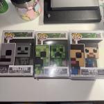 Minecraft Funko Set Of 3 - Steve RARE (Vaulted), Skelton And Creeper