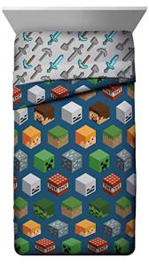 Jay Franco Kids Comforter - Soft and Cozy Bed for Stylish Room Decor, Official Licensed Product, Blue - Minecraft, Twin