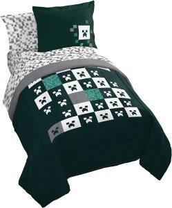 Minecraft Creeper Full Comforter Set - 7 Piece Gamer Bedding Includes Sheet S...