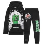 Minecraft Boys Pants Set - Cozy Hoodie and Joggers for Kids - Fun Gifts for Boys (Black/Green, 11-12 Years)