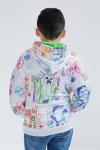 Minecraft Mobs Creeper Zombie Enderman Big Boys Fleece Pullover Hoodie White/Doodle Art 10-12