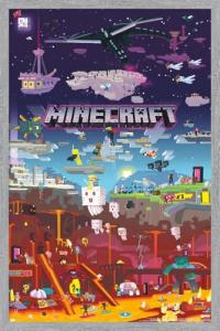 Trends International Minecraft - World Beyond Wall Poster, 34L x 22.4W, Gray Framed Version