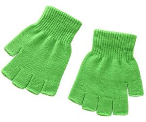 X&F Boys' and Girls' Solid Knitted Half Finger Mittens Typing Gloves, Small, Green
