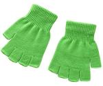 X&F Boys' and Girls' Solid Knitted Half Finger Mittens Typing Gloves, Small, Green