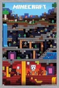 Trends International Minecraft - Worldly Wall Poster, 34L x 22.4W, Gray Framed Version