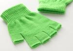 X&F Boys' and Girls' Solid Knitted Half Finger Mittens Typing Gloves, Small, Green