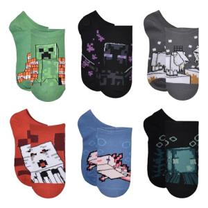 Minecraft Boys' No Show Sock, Dark, 6-8