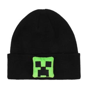 Minecraft Plush Creeper Patch Youth Black Cuff Beanie