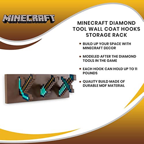 Minecraft Diamond Tool Coat Rack and Storage Hooks