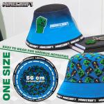Minecraft Boys Bucket Hat, Sun Hat for Kids Beach Summer Holiday Essentials - Gifts for Gamers (Blue Reversible)