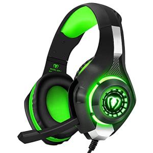 BlueFire Wired Gaming Headset for PS4 PS5 Xbox One PC – Over-Ear Headphones with Surround Sound, Noise Canceling Mic, Soft Memory Foam, LED Light, 3.5mm Jack for Console & Laptop (Green)