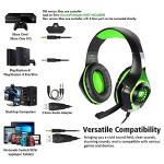 BlueFire Wired Gaming Headset for PS4 PS5 Xbox One PC – Over-Ear Headphones with Surround Sound, Noise Canceling Mic, Soft Memory Foam, LED Light, 3.5mm Jack for Console & Laptop (Green)