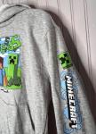 Minecraft Boys HOODIE SWEATSHIRT L Gray Graphic Pullover Cotton Pocket  NEW