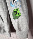 Minecraft Boys HOODIE SWEATSHIRT L Gray Graphic Pullover Cotton Pocket  NEW