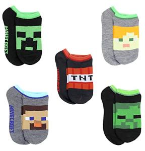Minecraft Boy's 5 Pack Character Socks, Black, Small