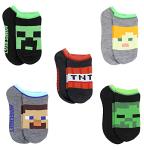 Minecraft Boy's 5 Pack Character Socks, Black, Small