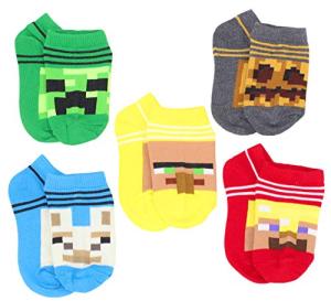 Minecraft Little Boys Character 5-Pack No-Show Socks, Small, Multicolor 6
