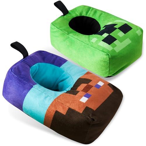Minecraft Boys Slippers, Cozy Indoor House Shoes - Gamer Gifts for Boys (Multi, 6/7 US)