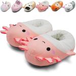 IceUnicorn Toddler Novelty Slippers Kids Cute Funny Animal House Shoes Girls Boys Christmas Plush Warm Bedroom Indoor Slipper (Axolotl, 34/35)