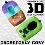 Minecraft Boys Slippers, Cozy Indoor House Shoes - Gamer Gifts for Boys (Multi, 6/7 US)