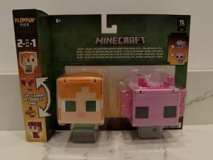 Minecraft Flippin’ Figs Alex and Axolotol 2-in-1 Action Figures Brand New!