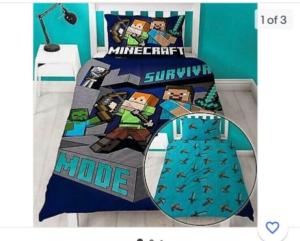 Minecraft double sided TWIN size comforter PLUS double sided Minecraft duvet 