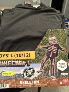 Halloween Costume Boys Minecraft Skeleton Large 10-12 New