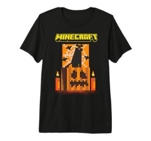 Minecraft Halloween Black Cat On Pumpkin Scene Premium Tri-blend T-Shirt