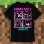 Minecraft Boy's Short Sleeve T-Shirt 4-Pack - Creeper, Skeleton, Zombie Graphic Tee Set for Kids (White/Green/Black/Gray, Size 8)
