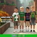 Minecraft Boy's Short Sleeve T-Shirt 4-Pack - Creeper, Skeleton, Zombie Graphic Tee Set for Kids (White/Green/Black/Gray, Size 8)