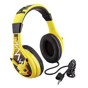 eKids Pokemon Pikachu Wired Kids Headphones, Adjustable, Stereo Sound, 3.5Mm Jack, Tangle-Free, Volume Control, Children's Headband On Ear for School Home, Travel