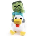 Jay Franco Minecraft Plush Pillow Buddy - Soft Plushie Stuffed Pillow, 20 Inches, Gray - Chicken Jockey