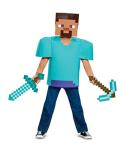 Disguise Minecraft Steve Classic Costume, Officially Licensed Minecraft Costume for Boys, Large (10-12)