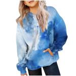 Pink Puff Hoodie Cute Hoodies For Girls Tie Dye Oversized Pullover Sweatshirts Long Sleeve Trendy Shirts Preppy Clothes 2-14 Years Dark Blue-2 11-13Years