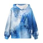 Pink Puff Hoodie Cute Hoodies For Girls Tie Dye Oversized Pullover Sweatshirts Long Sleeve Trendy Shirts Preppy Clothes 2-14 Years Dark Blue-2 11-13Years